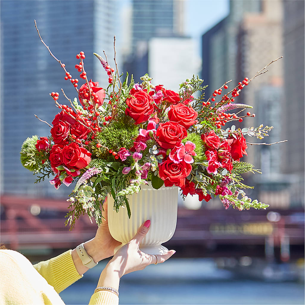 Big Red Bow Bouquet – Charleston Cut Flower Company, Charleston WV