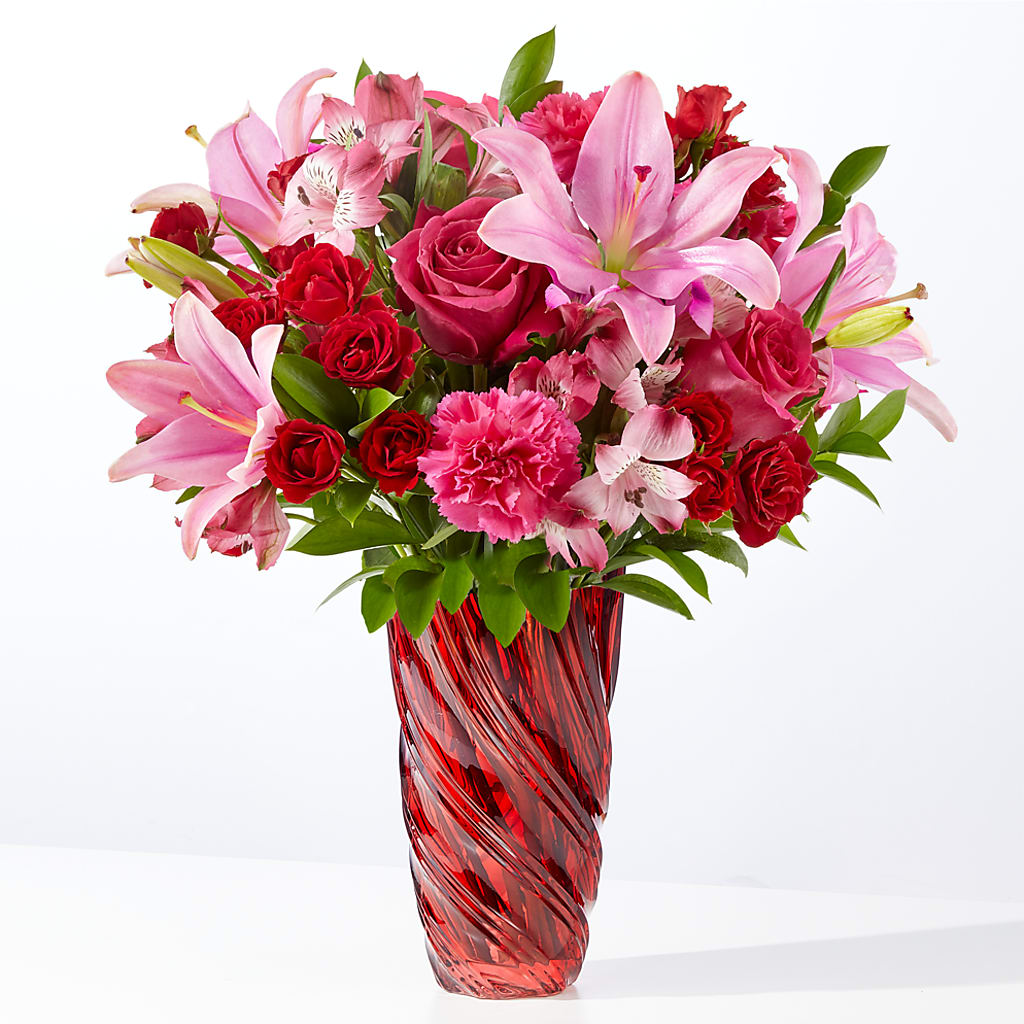 In Love Bouquet with Luxe Swirl Vase – Charleston Cut Flower Company, Charleston WV