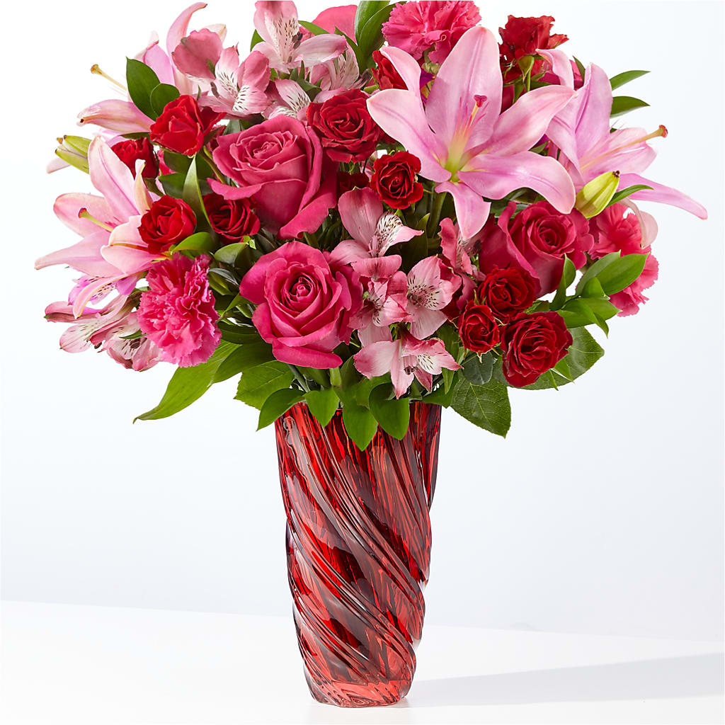 In Love Bouquet with Luxe Swirl Vase – Charleston Cut Flower Company, Charleston WV