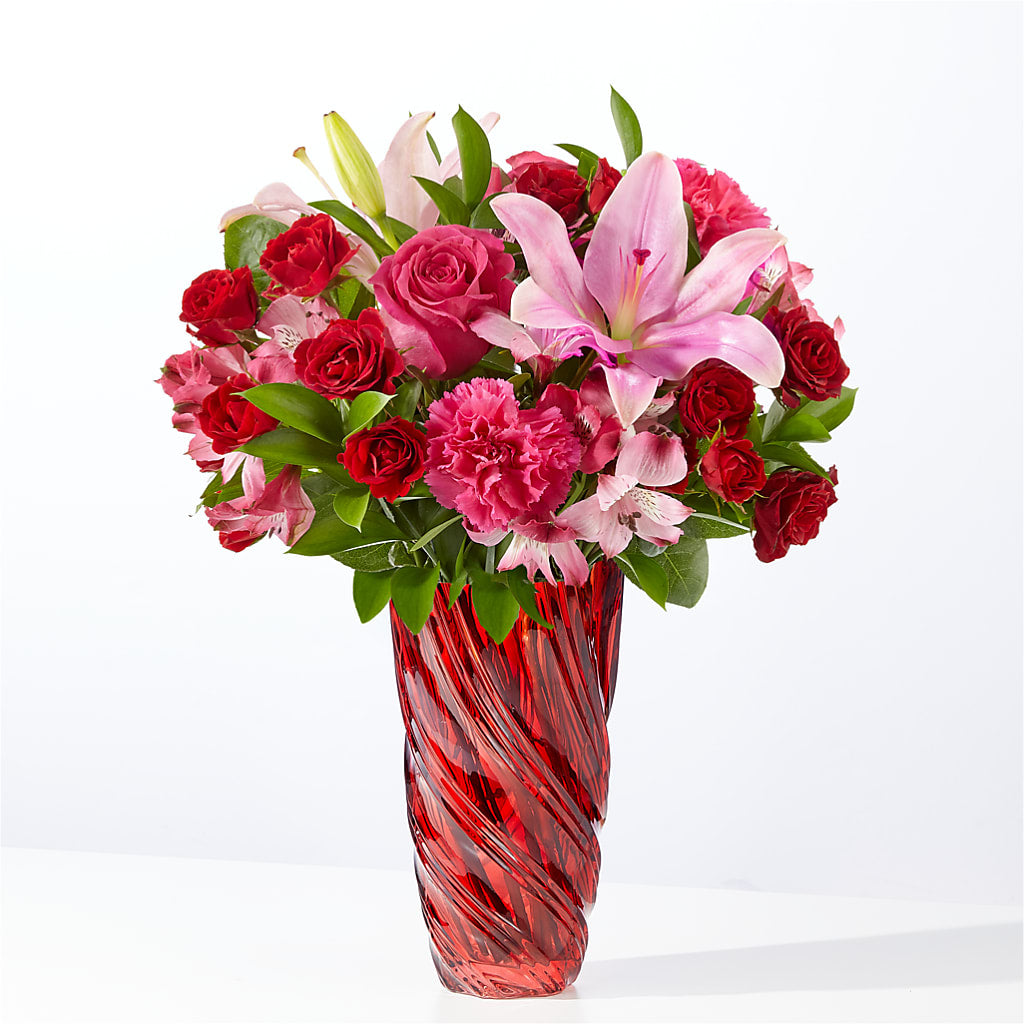 In Love Bouquet with Luxe Swirl Vase – Charleston Cut Flower Company, Charleston WV