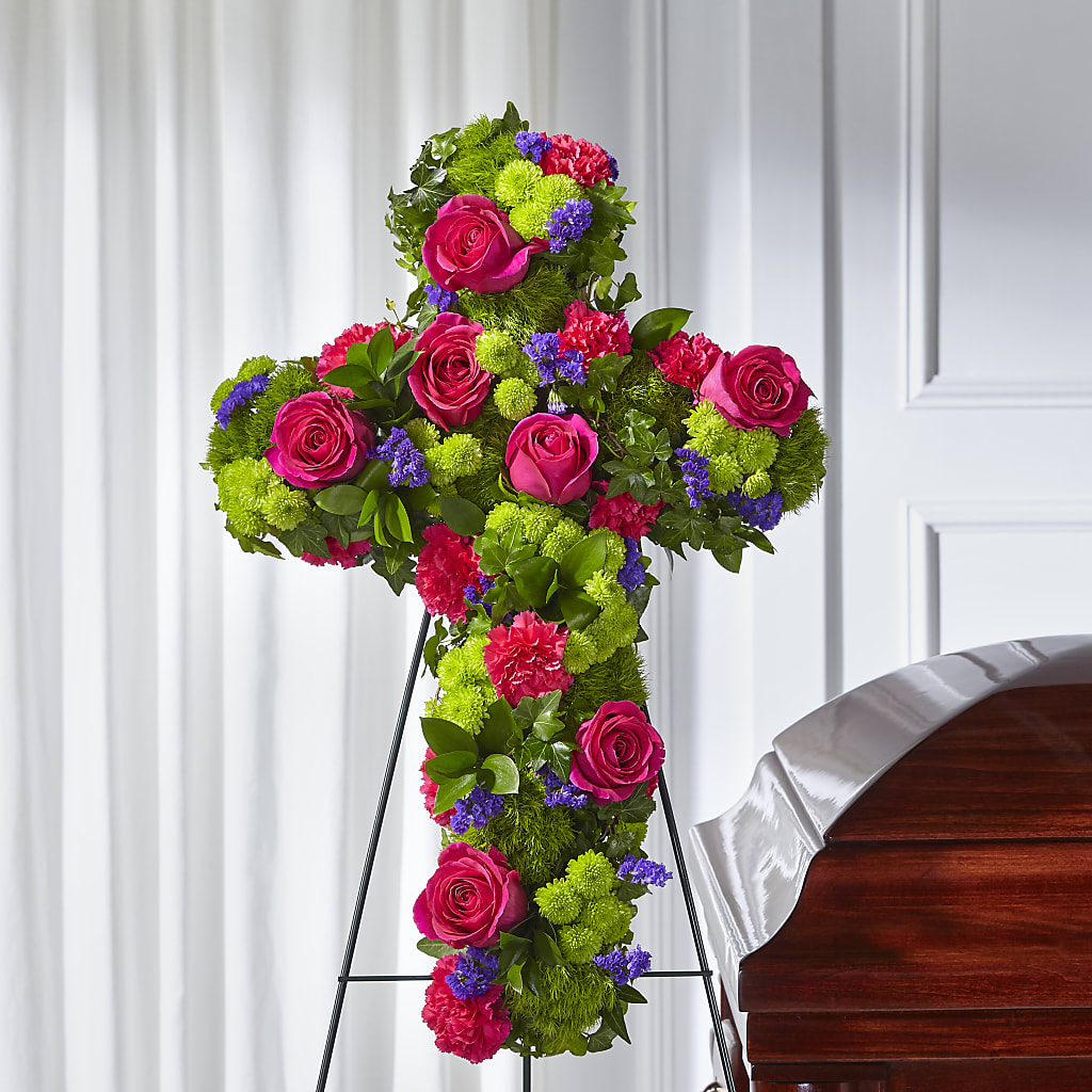 Tribute Rose Floral Cross – Charleston Cut Flower Company, Charleston WV