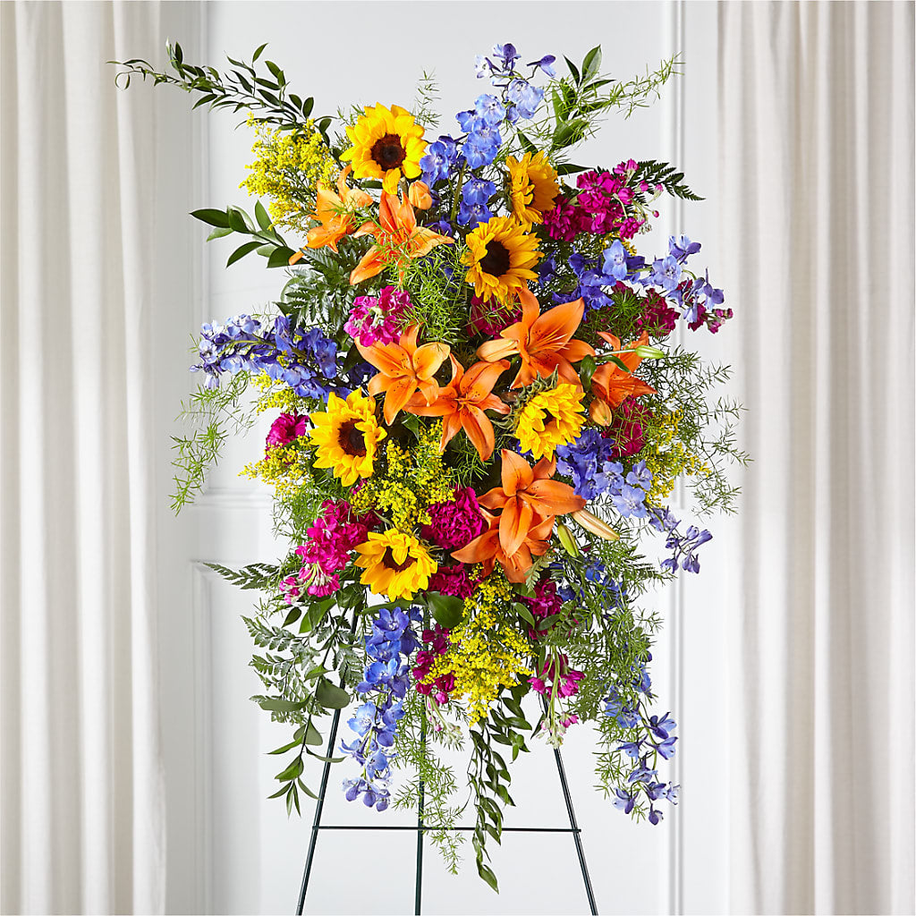 Sunlit Memories Standing Spray (Standard) – Charleston Cut Flower Company, Charleston WV