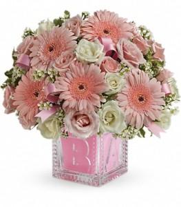 Teleflora's Baby Block Girl (Pink) – Charleston Cut Flower Company, Charleston WV