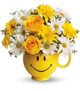 Teleflora's Be Happy Mug by CCF – Charleston Cut Flower Company, Charleston WV