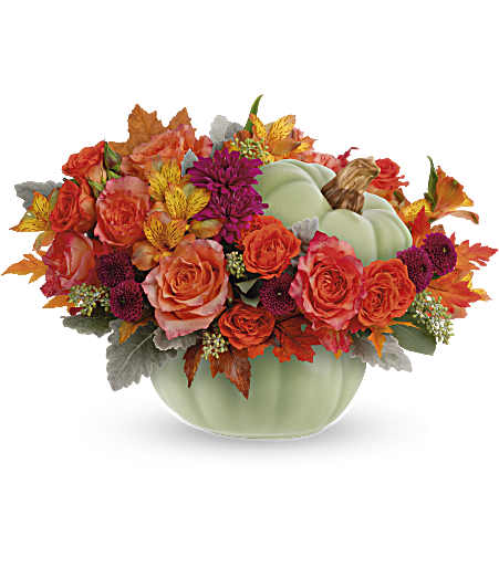 Teleflora's Sage Harvest Pumpkin by CCF – Charleston Cut Flower Company, Charleston WV