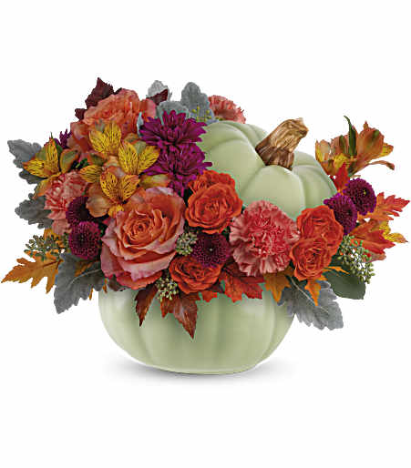 Teleflora's Sage Harvest Pumpkin by CCF – Charleston Cut Flower Company, Charleston WV