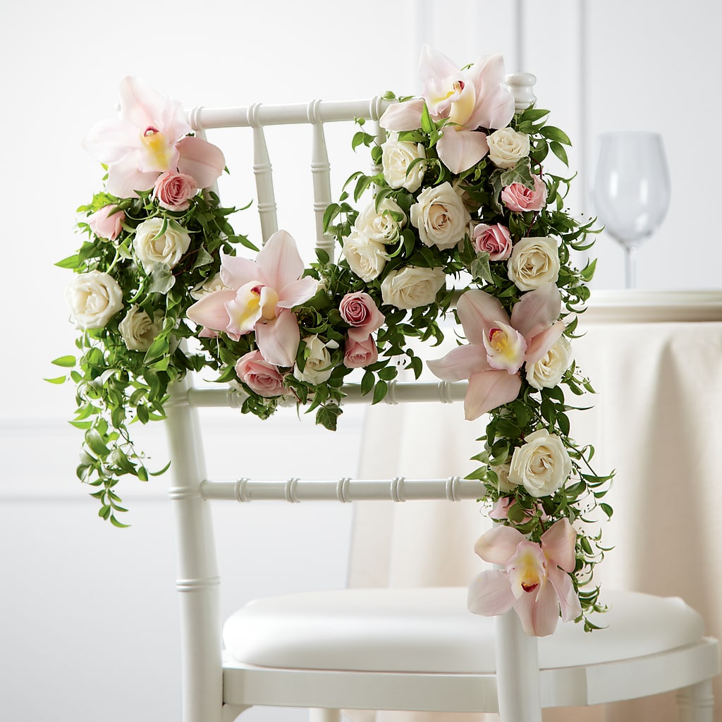 Orchid Rose Chair Décor – Charleston Cut Flower Company, Charleston WV