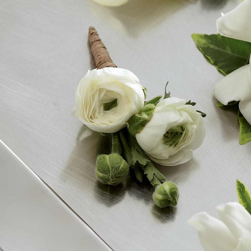 White Ranunculus Boutonniere – Charleston Cut Flower Company, Charleston WV