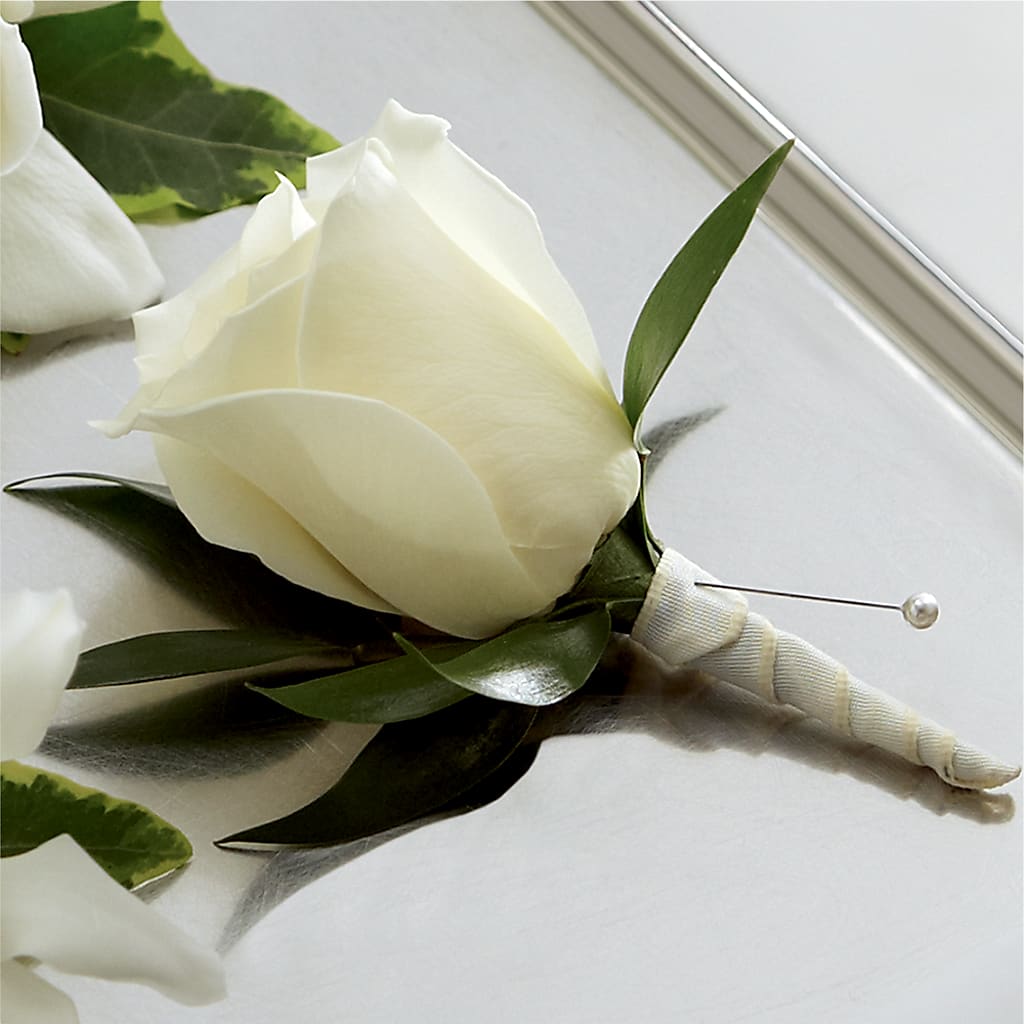 White Rose Boutonniere – Charleston Cut Flower Company, Charleston WV