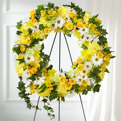 Golden Remembrance Wreath –  Charleston Cut Flower Company, Charleston WV
